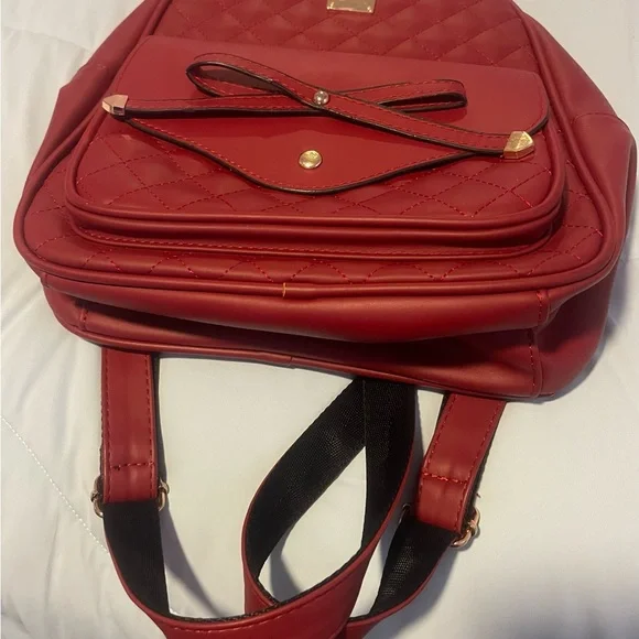 Girls Bowknot Cute Leather Backpack Mini Backpack Purse for Women (Red) (2 pcs) - Picture 5 of 14